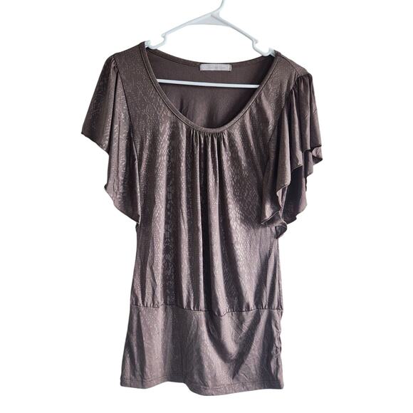 Vintage Y2K Charlotte Russe Sz S Tunic Top Purple Metallic Snakeskin Print - Picture 1 of 4